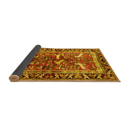 Sideview of Animal Yellow Traditional Rug, tr392yw