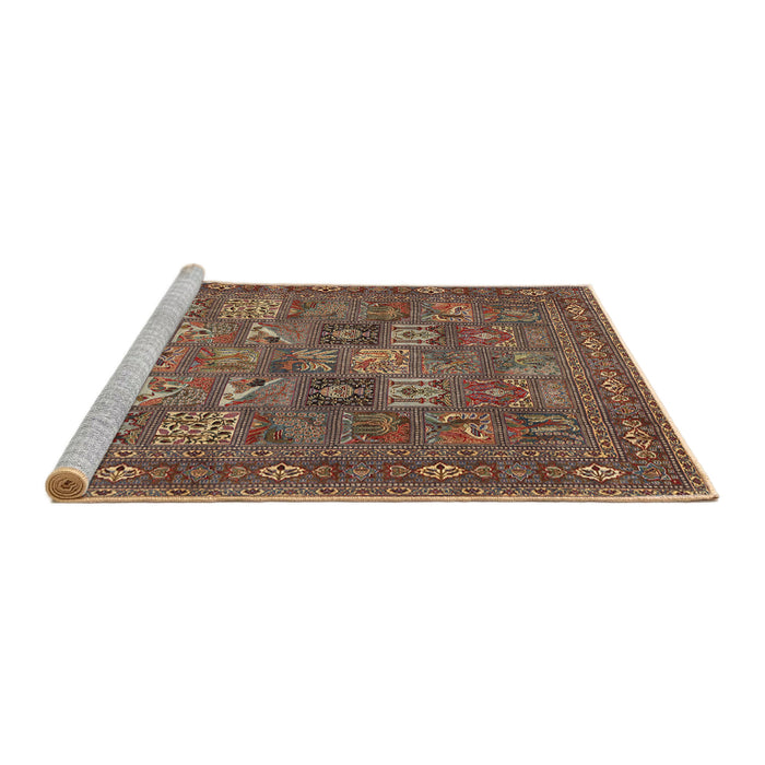 Sideview of Machine Washable Traditional Orange Brown Rug, wshtr393