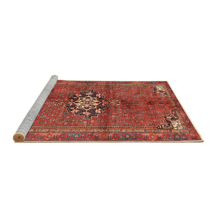 Sideview of Machine Washable Traditional Orange Rug, wshtr3930