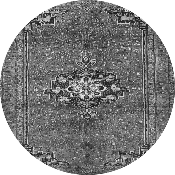 Machine Washable Medallion Gray Traditional Rug, wshtr3930gry