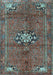 Machine Washable Medallion Light Blue Traditional Rug, wshtr3930lblu