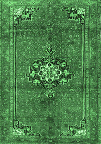 Medallion Emerald Green Traditional Rug, tr3930emgrn