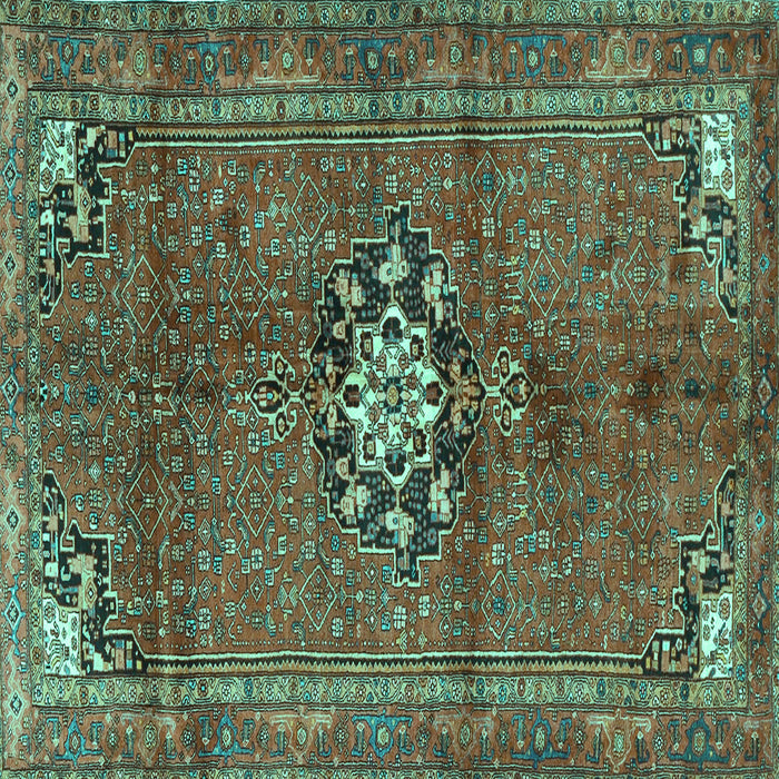 Square Medallion Turquoise Traditional Rug, tr3930turq