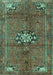 Machine Washable Medallion Turquoise Traditional Area Rugs, wshtr3930turq