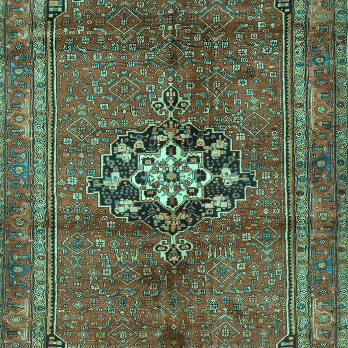 Machine Washable Medallion Turquoise Traditional Area Rugs, wshtr3930turq