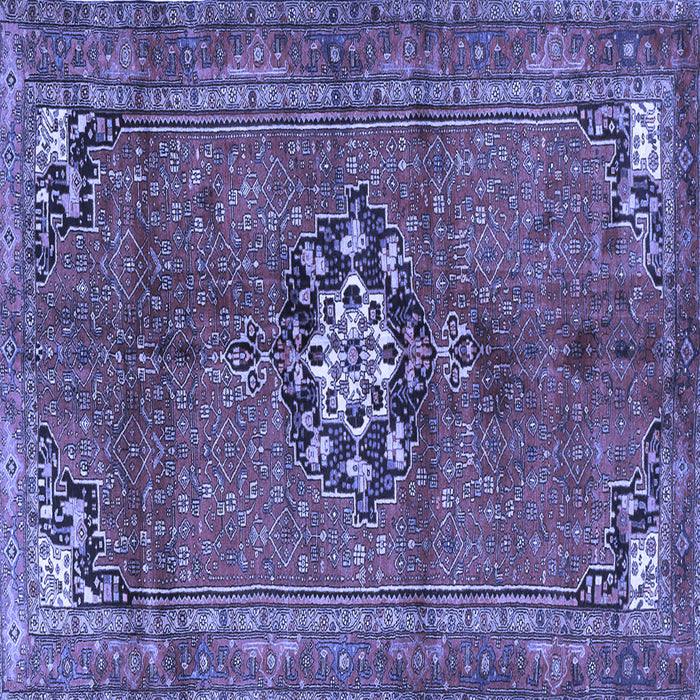 Square Machine Washable Medallion Blue Traditional Rug, wshtr3930blu