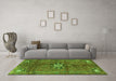 Machine Washable Medallion Green Traditional Area Rugs in a Living Room,, wshtr3930grn