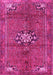 Machine Washable Medallion Pink Traditional Rug, wshtr3930pnk