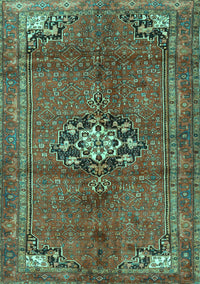 Medallion Turquoise Traditional Rug, tr3930turq