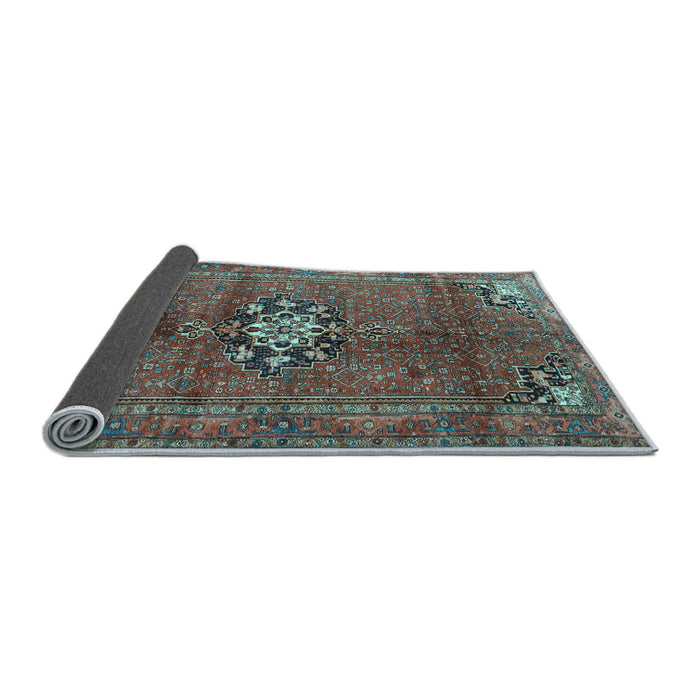 Sideview of Medallion Light Blue Traditional Rug, tr3930lblu