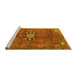 Sideview of Machine Washable Medallion Yellow Traditional Rug, wshtr3930yw