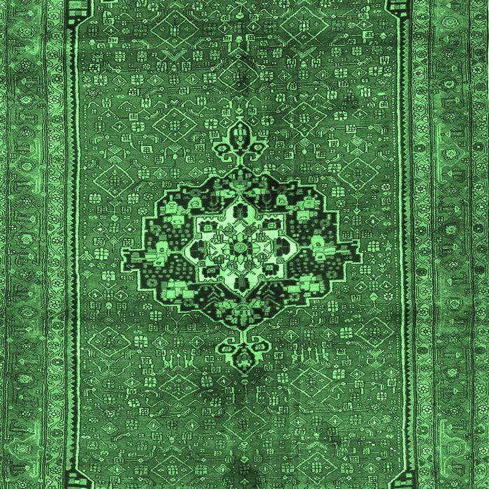 Machine Washable Medallion Emerald Green Traditional Area Rugs, wshtr3930emgrn