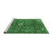 Sideview of Machine Washable Medallion Emerald Green Traditional Area Rugs, wshtr3930emgrn