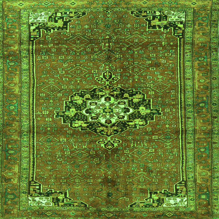 Serging Thickness of Medallion Green Traditional Rug, tr3930grn