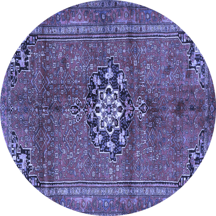 Round Medallion Blue Traditional Rug, tr3930blu