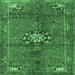 Square Medallion Emerald Green Traditional Rug, tr3930emgrn