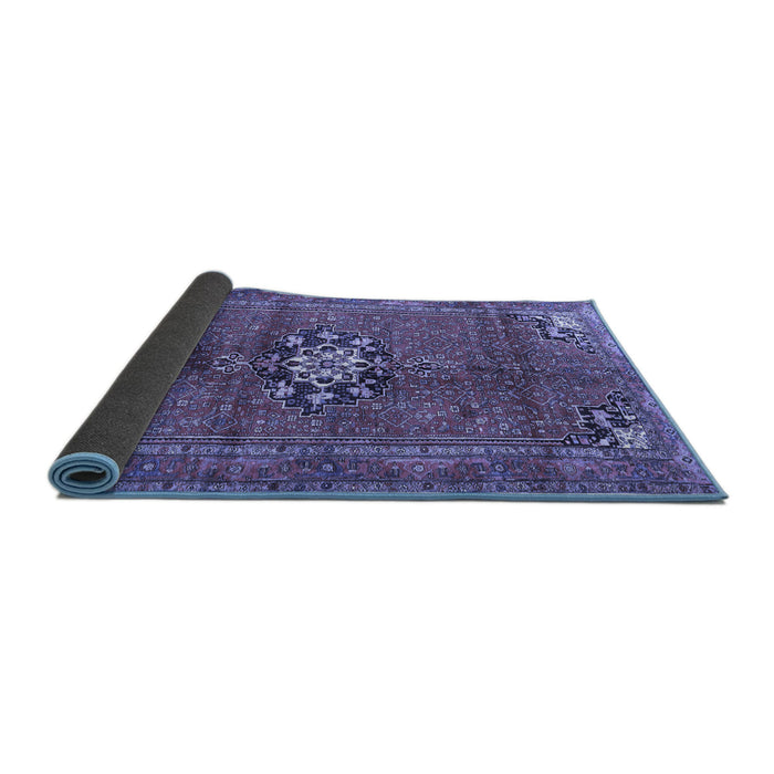 Sideview of Medallion Blue Traditional Rug, tr3930blu