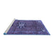 Sideview of Machine Washable Medallion Blue Traditional Rug, wshtr3930blu