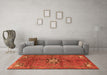 Machine Washable Medallion Orange Traditional Area Rugs in a Living Room, wshtr3930org