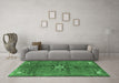 Machine Washable Medallion Emerald Green Traditional Area Rugs in a Living Room,, wshtr3930emgrn