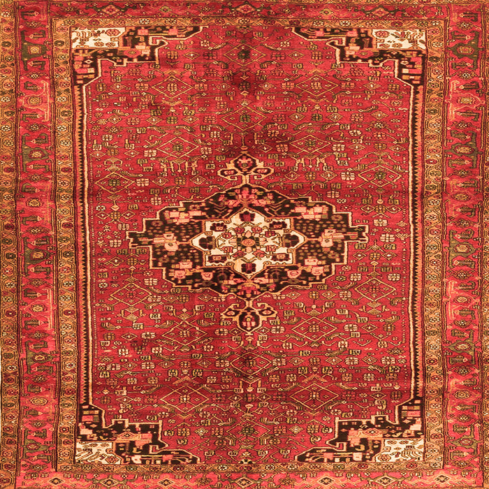 Serging Thickness of Medallion Orange Traditional Rug, tr3930org