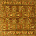 Square Machine Washable Persian Yellow Traditional Rug, wshtr3931yw