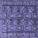 Square Machine Washable Persian Blue Traditional Rug, wshtr3931blu