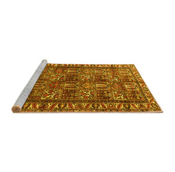 Sideview of Machine Washable Persian Yellow Traditional Rug, wshtr3931yw