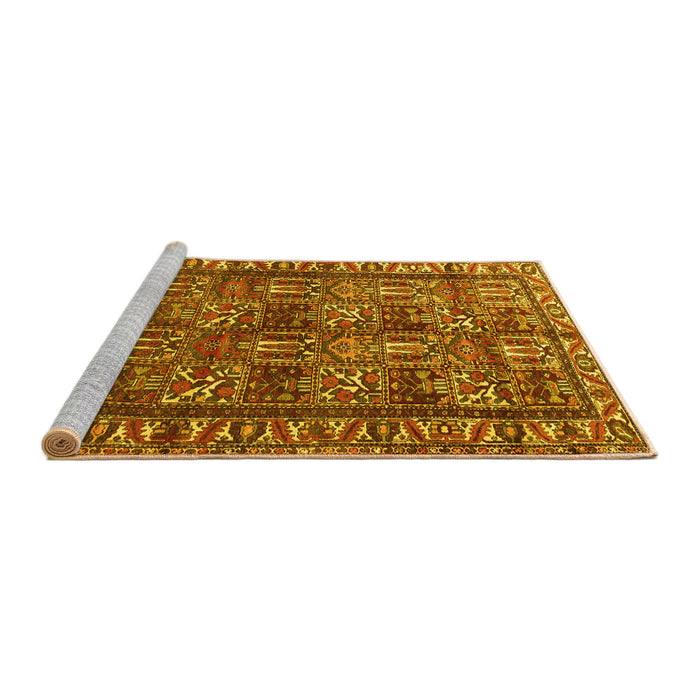 Sideview of Machine Washable Persian Yellow Traditional Rug, wshtr3931yw
