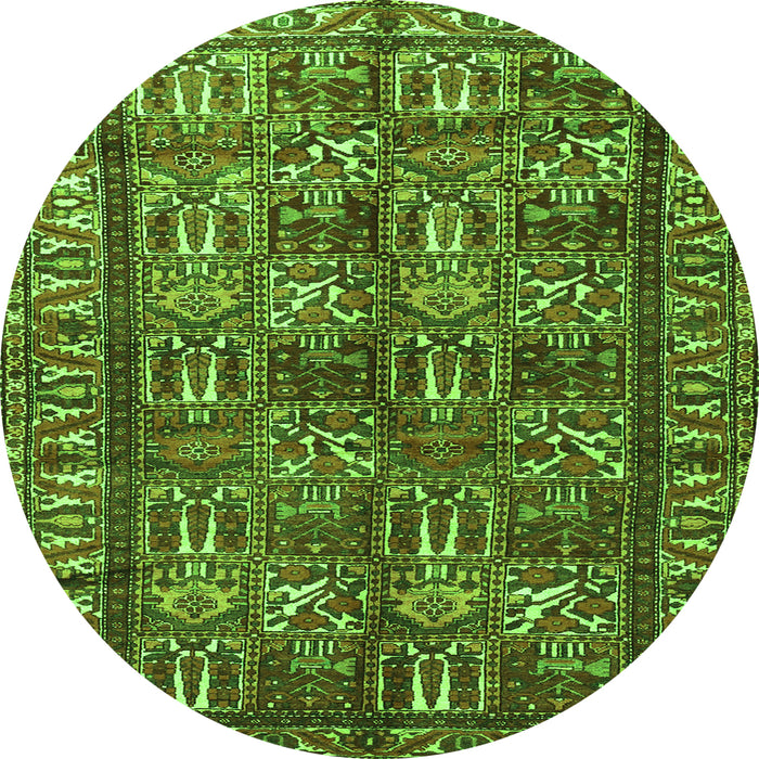 Square Persian Green Traditional Rug, tr3931grn