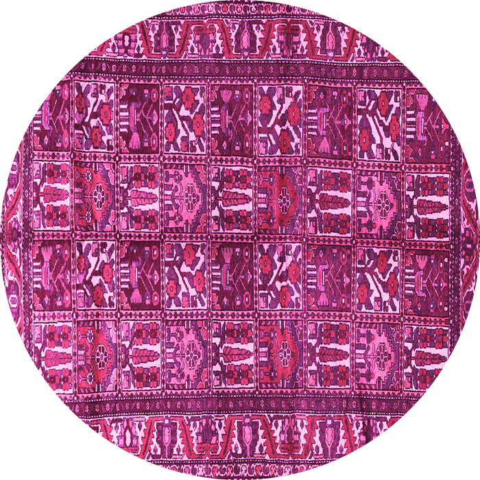 Round Machine Washable Persian Pink Traditional Rug, wshtr3931pnk