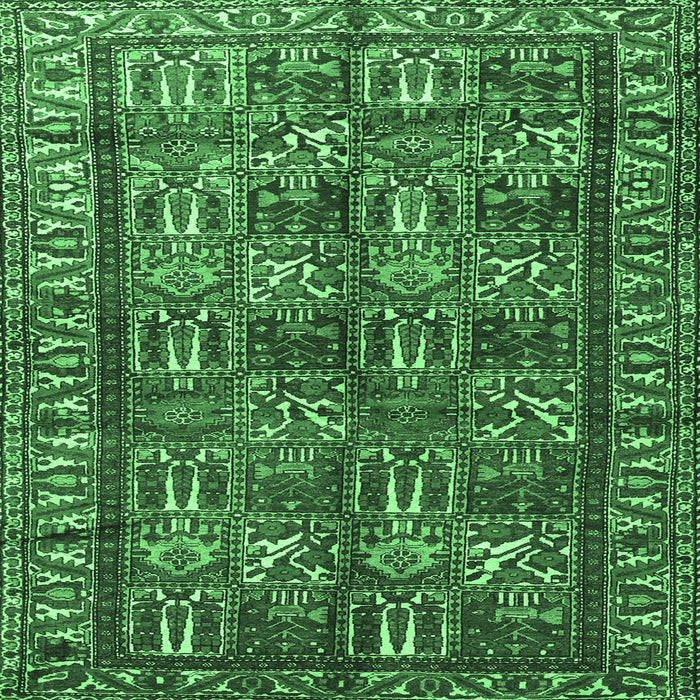 Square Machine Washable Persian Emerald Green Traditional Area Rugs, wshtr3931emgrn