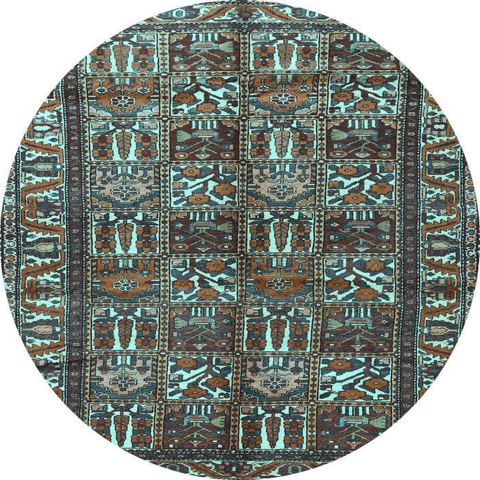 Round Persian Light Blue Traditional Rug, tr3931lblu