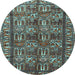 Round Persian Light Blue Traditional Rug, tr3931lblu