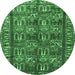 Round Persian Emerald Green Traditional Rug, tr3931emgrn
