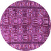 Round Machine Washable Persian Purple Traditional Area Rugs, wshtr3931pur