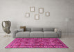 Machine Washable Persian Pink Traditional Rug in a Living Room, wshtr3931pnk