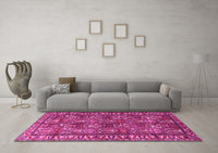 Machine Washable Persian Pink Traditional Rug, wshtr3931pnk