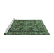 Sideview of Machine Washable Persian Turquoise Traditional Area Rugs, wshtr3931turq