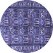 Round Machine Washable Persian Blue Traditional Rug, wshtr3931blu