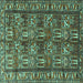 Square Machine Washable Persian Turquoise Traditional Area Rugs, wshtr3931turq