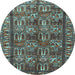 Round Machine Washable Persian Light Blue Traditional Rug, wshtr3931lblu