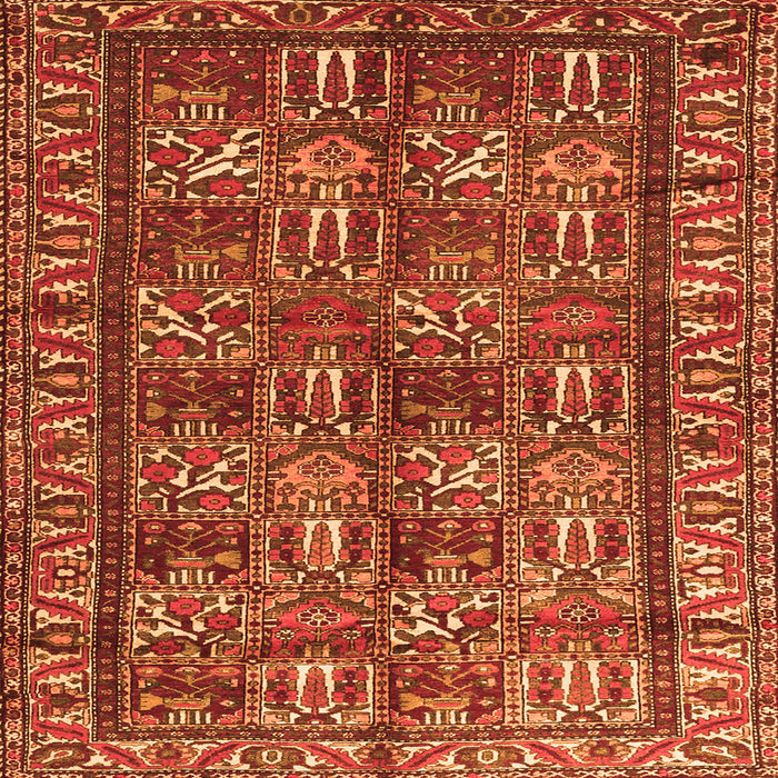 Round Machine Washable Persian Orange Traditional Area Rugs, wshtr3931org