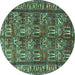 Round Machine Washable Persian Turquoise Traditional Area Rugs, wshtr3931turq