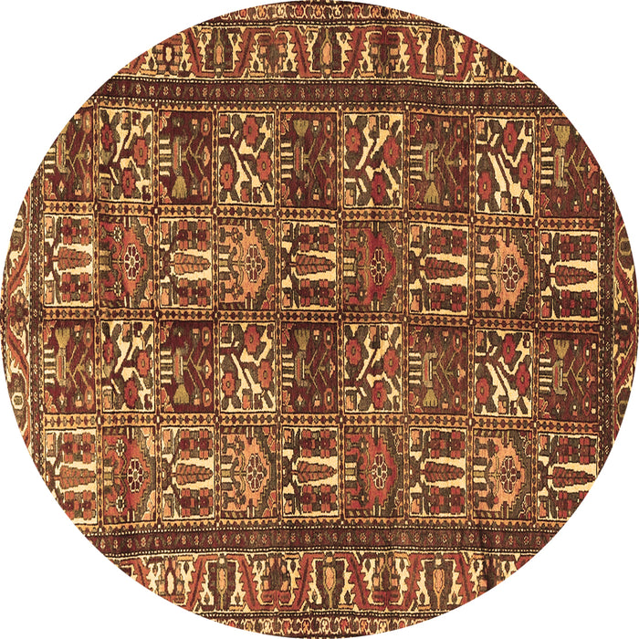 Round Persian Brown Traditional Rug, tr3931brn