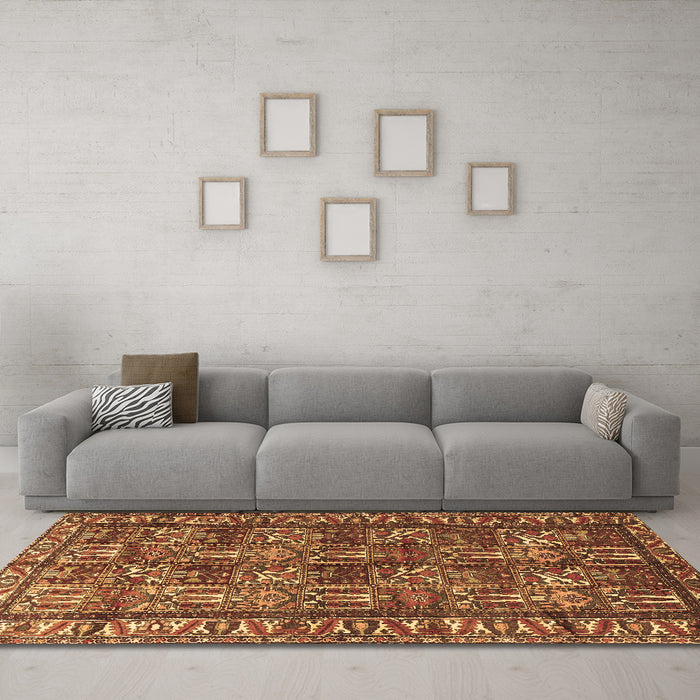 Machine Washable Persian Brown Traditional Rug in a Living Room,, wshtr3931brn