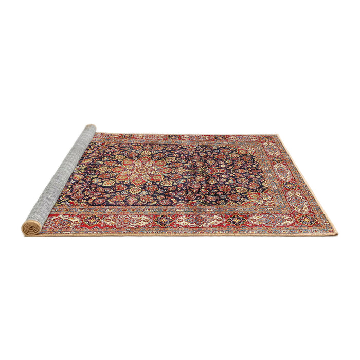 Sideview of Machine Washable Traditional Brown Red Rug, wshtr3932