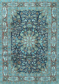 Medallion Light Blue Traditional Rug, tr3932lblu