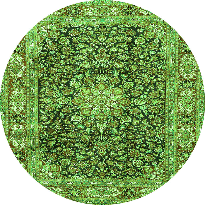 Machine Washable Medallion Green Traditional Area Rugs, wshtr3932grn