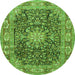 Machine Washable Medallion Green Traditional Area Rugs, wshtr3932grn